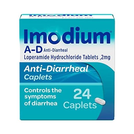 Imodium A-D Diarrhea Relief Caplets with Loperamide Hydrochloride, Anti-Diarrheal Medicine to Help Control Symptoms of Diarrhea Due to Acute, Active & Traveler's Diarrhea, 24 ct.