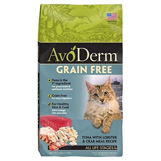Avoderm Natural Grain-Free Dry Cat Food, Tuna & Crab Meal, 2.5 Pound Bag