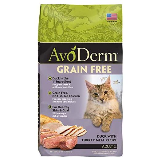 Avoderm Natural Grain-Free Dry Cat Food, All Life Stages Duck Recipe, 2.5 Lb Bag