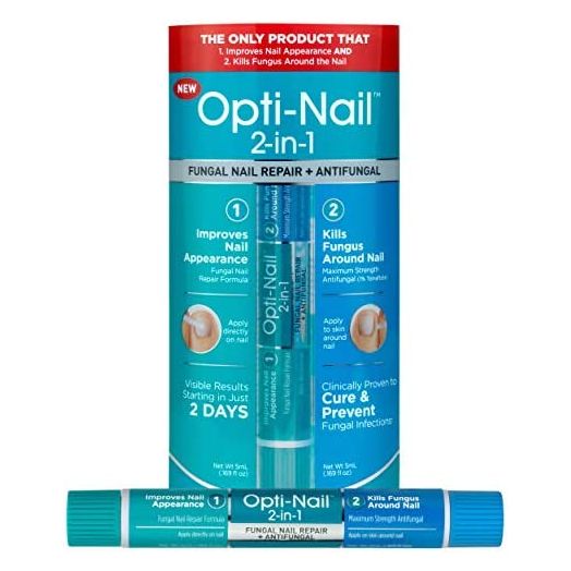Opti-Nail 2-in-1 Fungal Nail Repair Plus Antifungal, Improves Nail Appearance and Kills Fungus Around Nail.