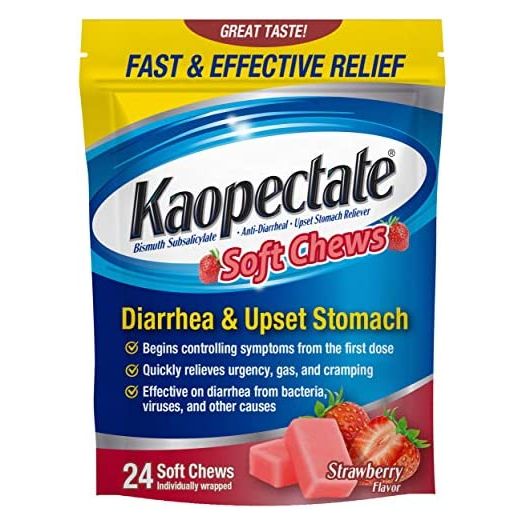Kaopectate Soft Chews, Bismuth Subsalicylate, Anti-Diarrheal and Upset Stomach Reliever - 24 Count