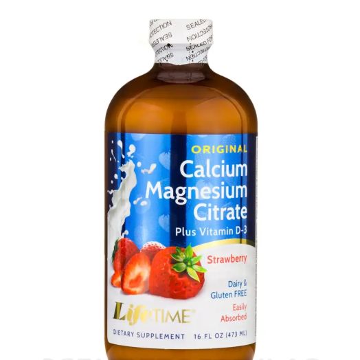 LifeTime Vitamins Calcium Magnesium Citrate plus Vitamin D-3 Original, Strawberry - 16 fl. oz (473 ml)