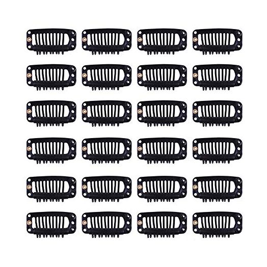 24 pcs/lot 32mm 9-teeth Metal Wig Clips Wig Hair Extension Clips Wig Snap Clips for Hairpiece Wig Accessories