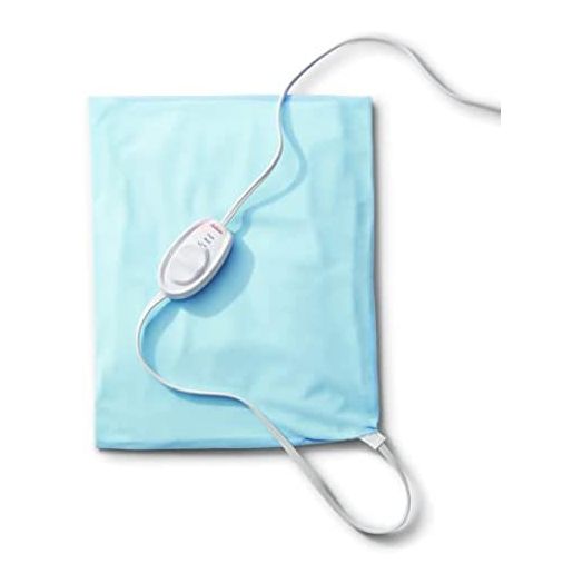 Sunbeam Heating Pad for Back, Neck, and Shoulder Pain Relief with Sponge for Moist Heating Option, 12 x 15", Blue