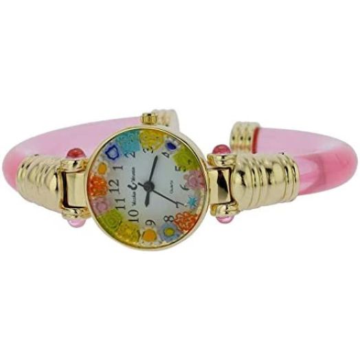 GlassOfVenice Murano Millefiori Bangle Watch - Pink Gold Multicolor