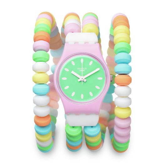 Swatch Women Dress Pink Watch Plastic Quartz Caramellissima L
