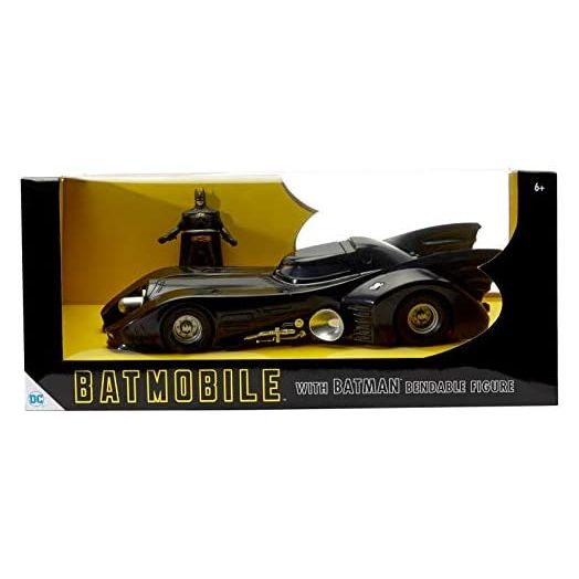 NJ Croce 1989 Batmobile with Michael Keaton Batman 3" Bendable Action Figure,,