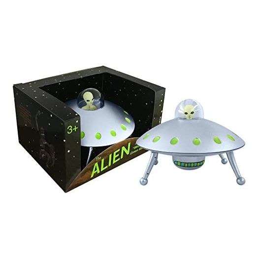 Off the Wall Toys Alien Glow-in-The-Dark UFO Space Ship and Bendable Action Figure Toy