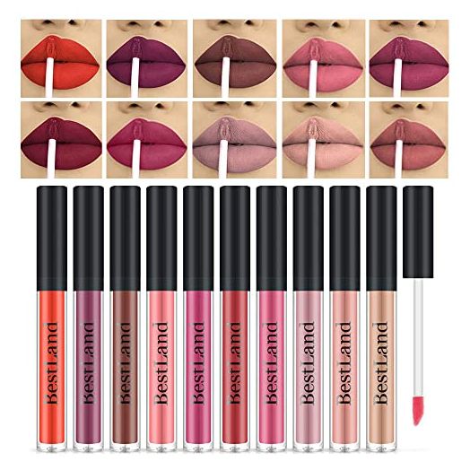10pcs/Set Makeup Matte Lipstick Lip Kit, Velvety Liquid Lipstick Waterproof Long Lasting Durable Nude Lip Gloss Beauty Cosmetics Gift Box Makeup Set Kit