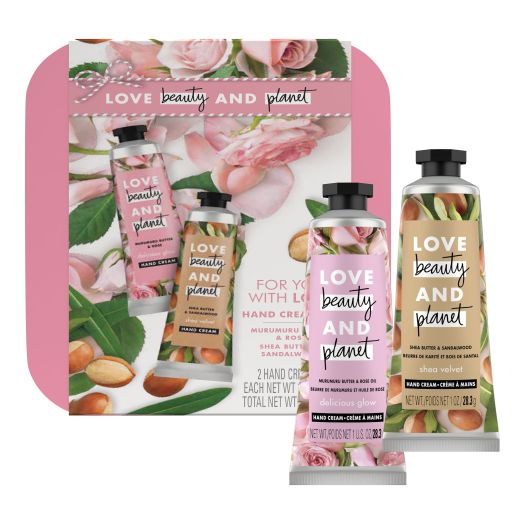 Love Beauty and Planet Murumuru Butter Rose & Shea Butter Sandalwood Hand Cream Holiday Gift Set 2 Ct
