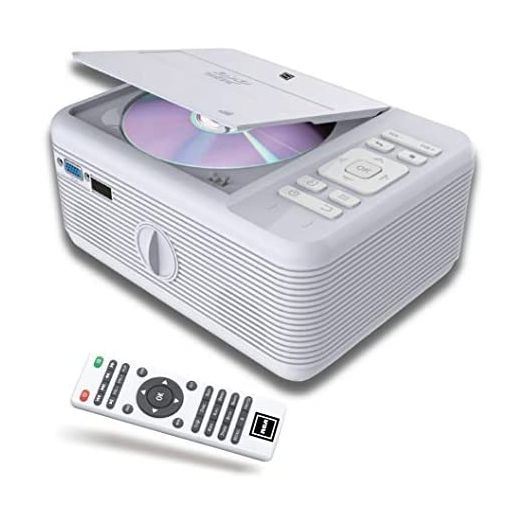 RCA RPJ140 Projector With Built-in Bluetooth & DVD Player - Movie Projector - 1080P Supported For HD, Video & Screens - Portable DVD Projector For Home Theater Compatible With Phone, Laptop, PS4, Xbox