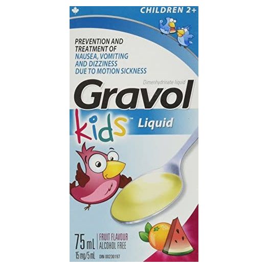 Children's Liquid GRAVOL for Nausea, Vomiting, Dizziness & Motion Sickness Ages 2+ (75ml Size)