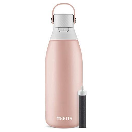 Brita Stainless Steel Water Filter Bottle, 32 Ounce, Rose, 1 Count