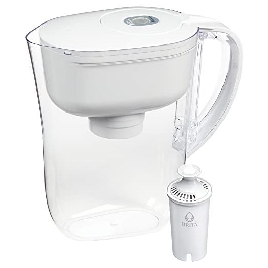 Brita Small 6 Cup Water Filter Pitcher with 1 Brita Standard Filter, Made Without BPA, Metro, White