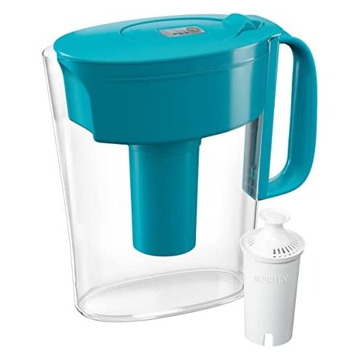 Brita Small 6 Cup Water Filter Pitcher with 1 Standard Filter, Made Without BPA, Metro, Turquoise (Package May Vary)