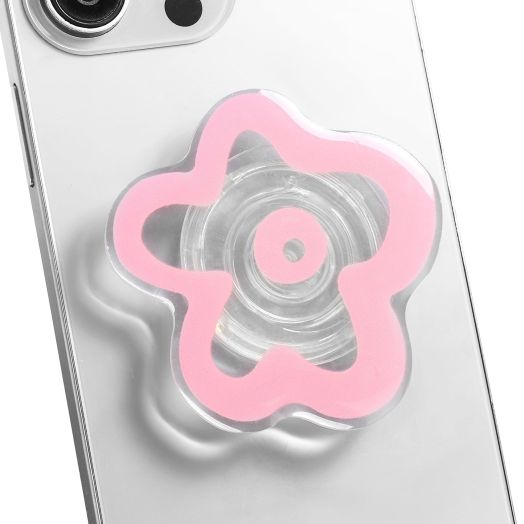 Acrylic Flower Cute Collapsible Expandable Multi Functional Mobile Phone Grip(Pink Flower)