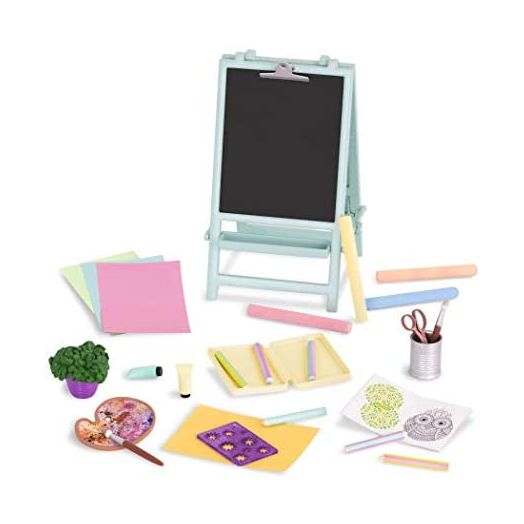 Glitter Girls by Battat – Creative Art Kit Chalkboard Easel Accessory Set – 14-inch Doll Clothes and Accessories for Girls Age 3 and Up – Children’s Toys, 14 inches , Black