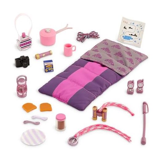 Lori – Hiking Set for Mini Dolls – Outdoor Accessories for 6-Inch Dolls – Sleeping Bag, Map, Play Food – Playset for Kids – 3 Years + – Hiking Accessories Set