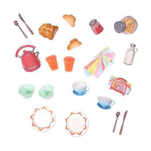 Glitter Girls Dolls by Battat – 14-inch Doll Breakfast Set – Play Food , Tea Kettle, & Table Setting Accessories – Toys for Kids Ages 3 and Up
