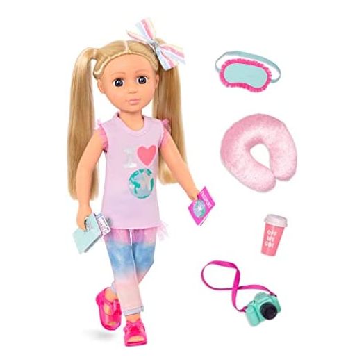 Glitter Girls Dolls by Battat - Percy14 Poseable Fashion Doll with Travel Accessories & Camera - Blonde Hair & Unique Purple Eyes - Dolls for Girls Age 3 & Up