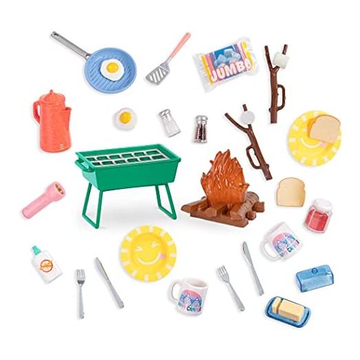 Glitter Girls Dolls – Campfire & Portable BBQ Grill Set – Marshmallows, Toasting Sticks, and Play Food – 14-inch Doll Accessories for Kids Ages 3 and Up – Children’s Toys