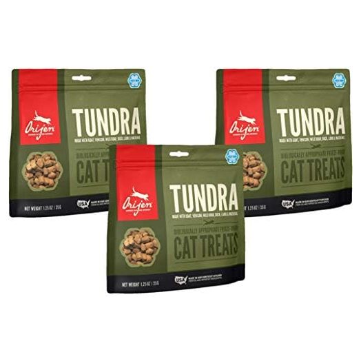 Orijen 3 Pack of Tundra Cat Treats, 1.25 Ounces Each, Freeze-Dried, Grain-Free, Made in The USA
