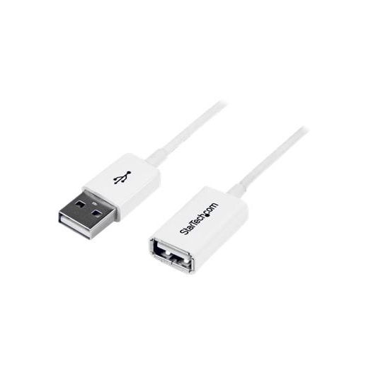 StarTech USBEXTPAA2MW StarTech.com 2m White USB 2.0 Extension Cable A to A - M/F - USB - Extension Cable - 6.56 ft - 1 Pack - 1 x Type A Male USB - 1 x Type A Female USB - Shielding - White