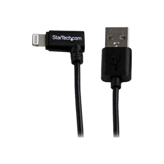 StarTech Angled Apple 8-Pin Lightning Connector to USB Cable for iPhone/iPod/iPad, 2m, Black