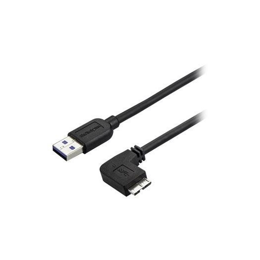 Startech.com 1m 3 Ft Slim Micro Usb 3.0 Cable - M/m - Usb 3.0 A To Right-angle Micro Usb - Usb 3.1 Gen 1 [5 Gbps] - Usb For Tablet, Hard Drive, Card Reader - 640 Mbps - 3.28 Ft - 1 Pack - (usb3au1mrs)