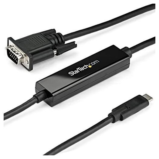 StarTech.com 3ft/1m USB C to VGA Cable - 1920x1200/1080p USB Type C to VGA Video Active Adapter Cable - Thunderbolt 3 Compatible - Laptop to VGA Monitor/Projector - DP Alt Mode HBR2 (CDP2VGAMM1MB)