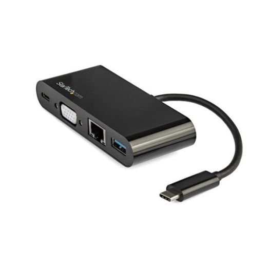 Startech.com Usb C Multiport Adapter, Mini Usb-c Dock With Single Monitor Vga 1080p Video, 60w Delivery Passthrough, Usb 3.1 Gen 1 Type-a 5gbps, Gigabit Ethernet, Docking Station - Portable Usb C