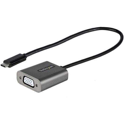 StarTech USB C to VGA Adapter, 1080p USB Type-C to VGA Adapter Dongle, USB-C to VGA Monitor Display Video Converter, 12" Long Cable, Black