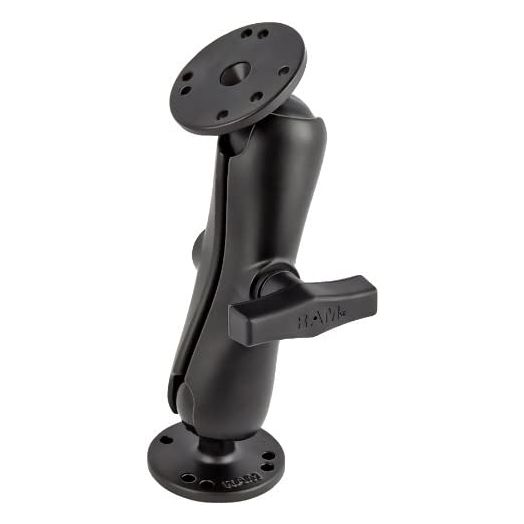 RAM Mounts Double Ball Mount with Two Round Plates RAM-101U with Medium Arm for Drill-down Mounting