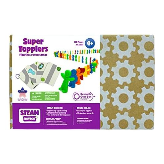 Roylco STEAM Super Topplers - Creative Building Toy for Kids - 5 Multi Color, Stacking Toys for Learning Activity
