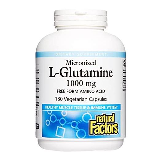 Natural Factors, Micronized L-Glutamine 1000 mg, Supports Muscles and Immune Function, 180 Capsules