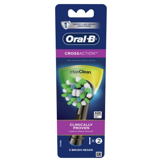 Oral-B CrossAction Electric Toothbrush Replacement Head, Black, 2 Ct