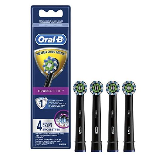 Oral-b Crossaction Electric Toothbrush Replacement Brush Head Refills, Black, 4 Count