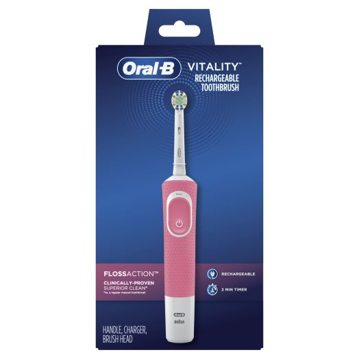 Oral-B Vitality Flossaction Rechargeable Electric Toothbrush, Pink