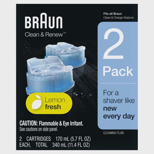 Braun Clean & Renew Refill Cartridges CCR, Lemon Fresh (2 Pack)