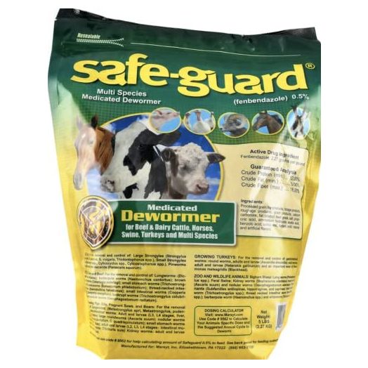 Safe-Guard 0.5% Pellets 1 lb Bag for Use in Horses, Swine, Cows, Zoo and Wildlife Animals
