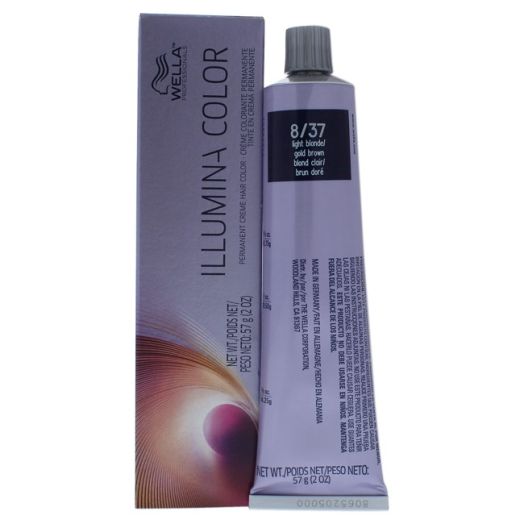 Illumina Color Permanent Creme Hair Color - 8 37 Light Blonde-Gold Brown by Wella for Unisex - 2 oz Hair Color