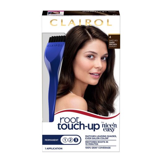 Clairol Root Touch-Up Permanent Hair Color Creme, 4 Dark Brown, Hair Dye, 1 Application