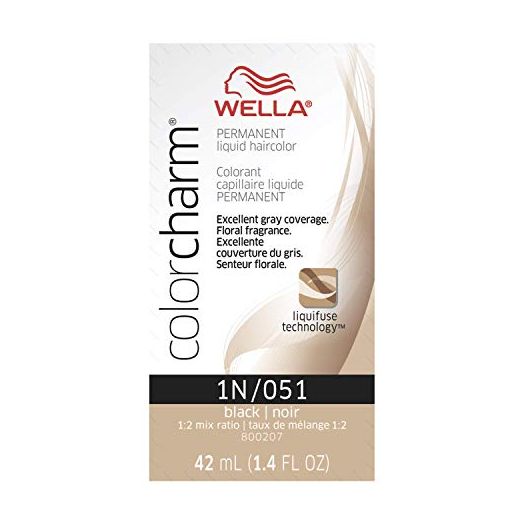 Wella Color Charm Permanent Liquid Hair Color for Gray Coverage 1n Black, 1.42 Fl Oz