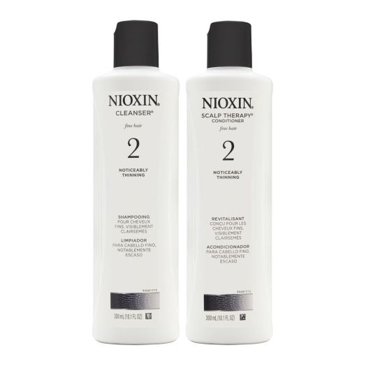 Nioxin System 2 Cleanser + Scalp Therapy, Fine Hair Shampoo and Conditioner DUO, 10.1 oz Ea