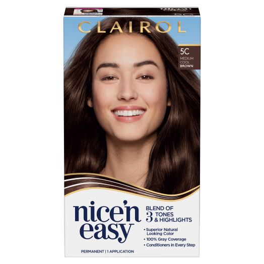Clairol Nice'n Easy Permanent Hair Color Creme, 5C Medium Cool Brown, 1 Application