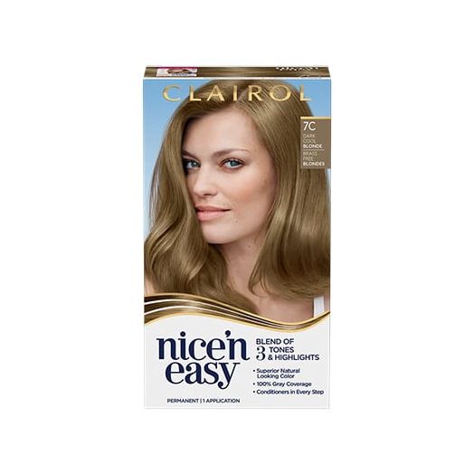 Clairol Nice'n Easy Permanent Hair Color Creme, 7C Dark Cool Blonde, Hair Dye, 1 Application