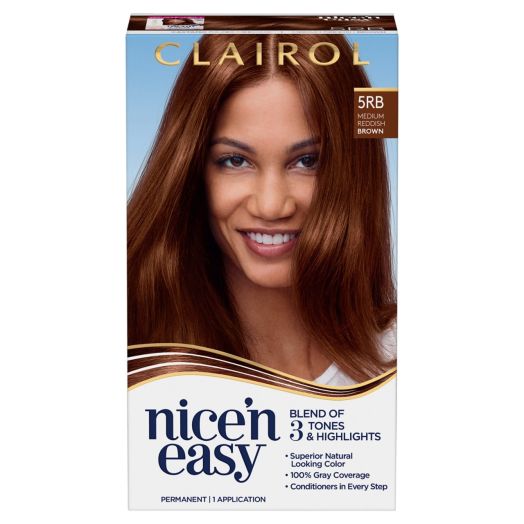 Clairol Nice'n Easy Permanent Hair Color Creme, 5RB Medium Reddish Brown, Hair Dye, 1 Application