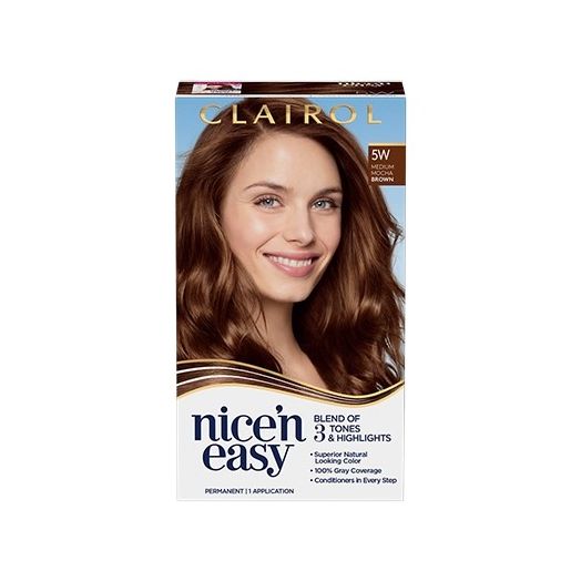 Clairol Nice'n Easy Permanent Hair Color Creme, 5W Medium Mocha Brown, Hair Dye, 1 Application