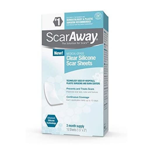 ScarAway Clear Silicone Scar Sheets, White, 10 Count