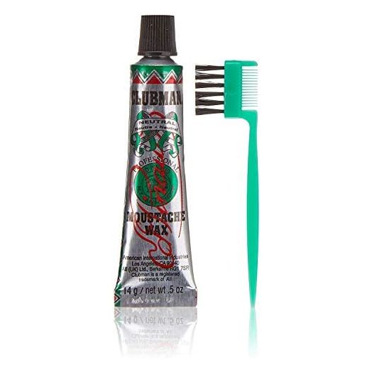Clubman Moustache Wax with Brush/Comb Neutral